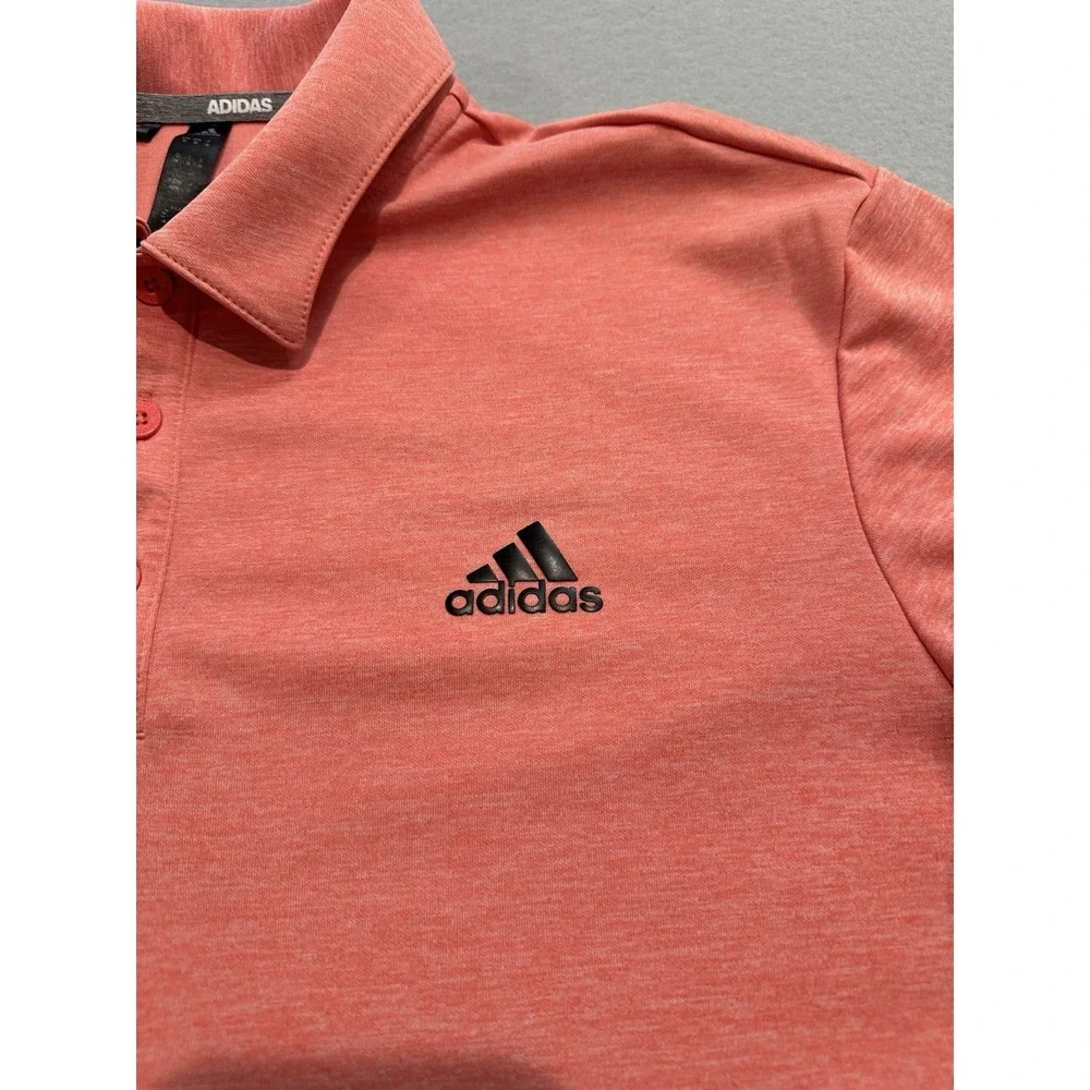 Adidas Golf Polo Shirt Mens Medium Coral Heather Performance Short Sleeve